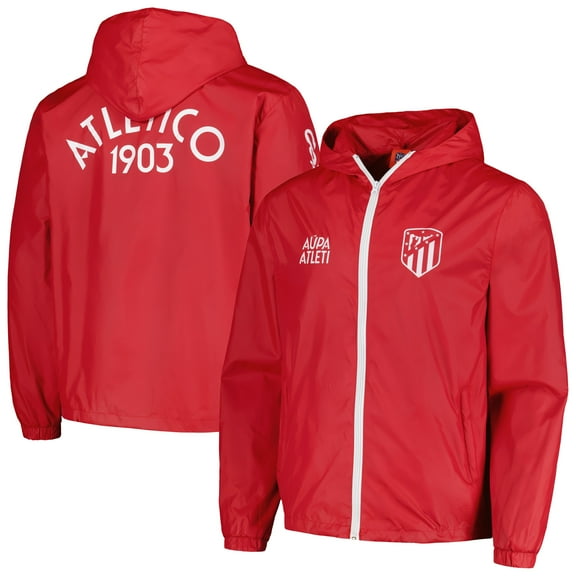 Men's Red Atletico de Madrid Full-Zip Windbreaker