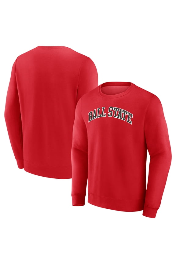 Men's Red Ball State Cardinals Short Name Fleece Pullover Sweatshirt