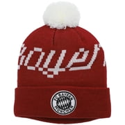 Mens Red Bayern Munich Pixel Neon Cuffed Knit Hat with Pom