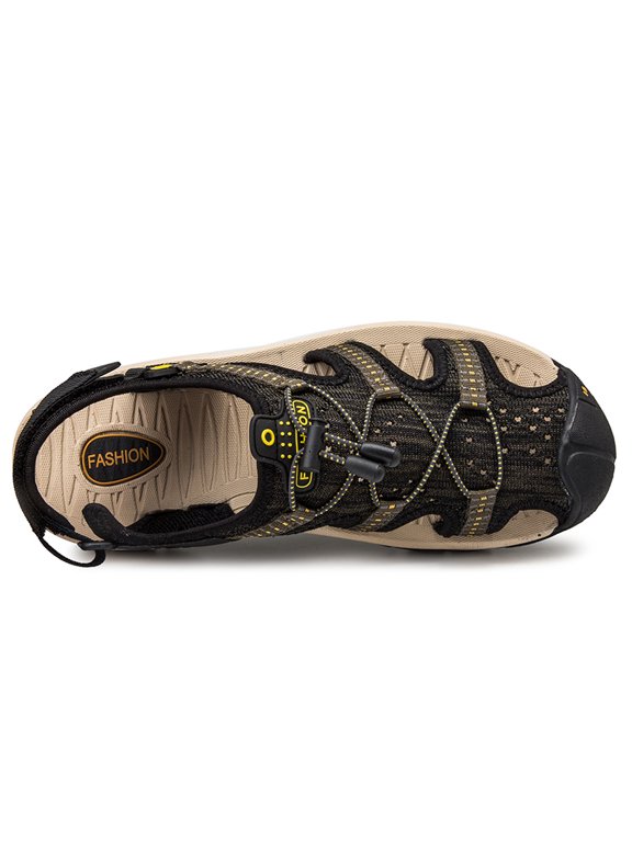 Men's Red & Black Closed-Toe Sport Sandals, Breathable Outdoor Hiking Shoes