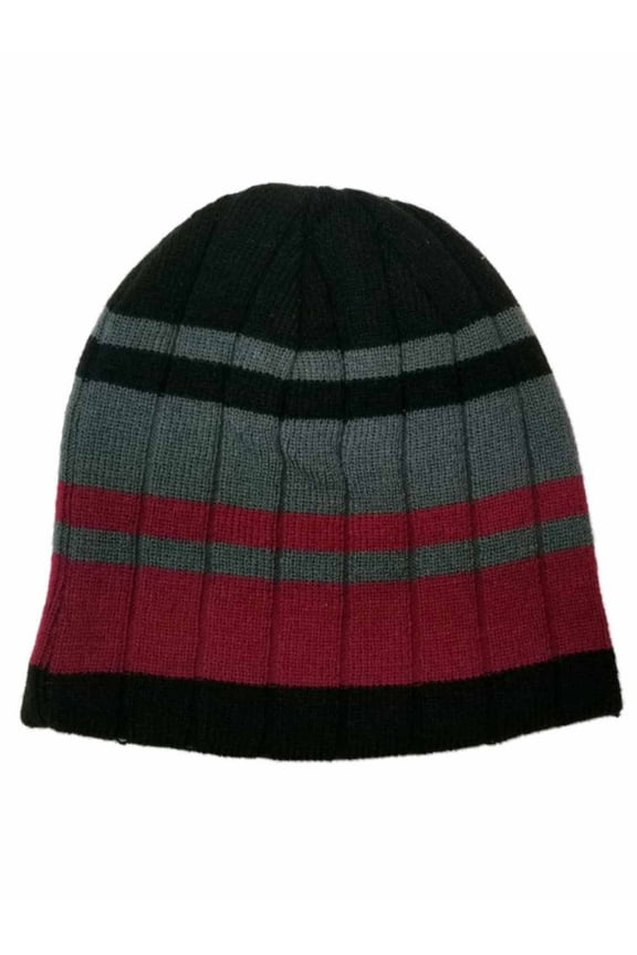 Men's Red Black and Grey Winter Reversible Beanie Stocking Cap Hat