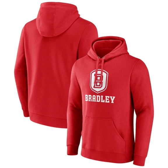 Men's Red Bradley Braves Primary Logo Pullover Hoodie