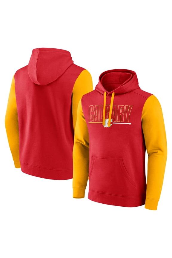 Men's Logo Athletic Red Calgary Flames Deliver Fleece Pullover Hoodie