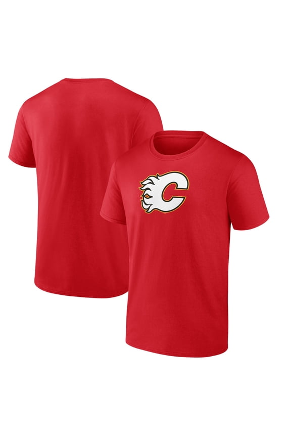 Men's Red Calgary Flames Primary Logo T-Shirt