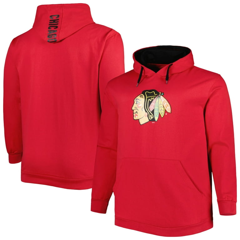 Men's Red Chicago Blackhawks Big Tall Fleece Pullover Hoodie