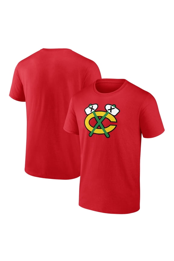 Men's Red Chicago Blackhawks Shoulder Patch Logo T-Shirt