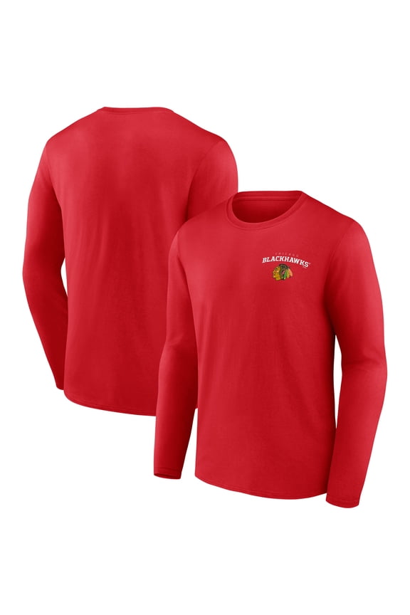 Men's Red Chicago Blackhawks Team Lockup Long Sleeve T-Shirt