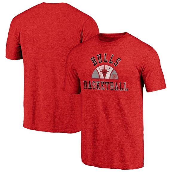 Men's  Red Chicago Bulls Half Classic Tri-Blend T-Shirt