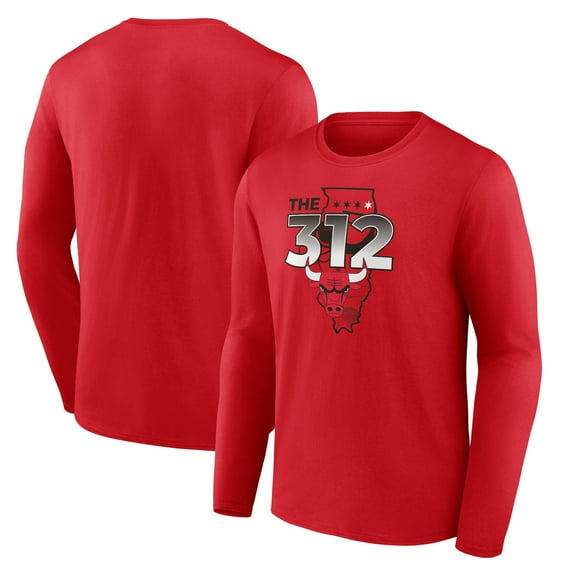 Men's Red Chicago Bulls Pick & Roll Coverage Long Sleeve T-Shirt