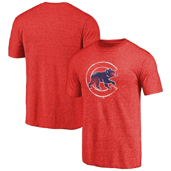 Men's Red Chicago Cubs Distressed Team 2 Tri-Blend T-Shirt