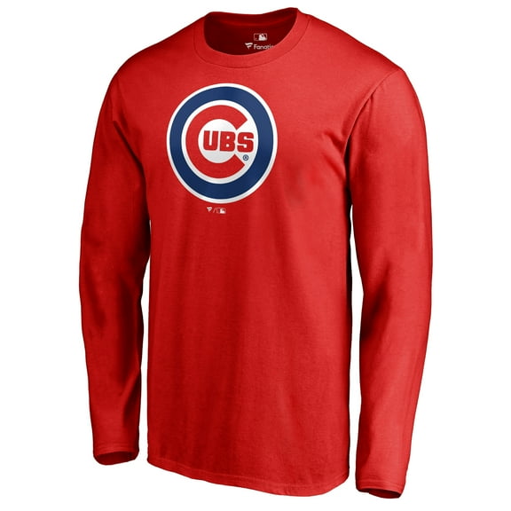 Men's Red Chicago Cubs Team Wordmark Long Sleeve T-Shirt