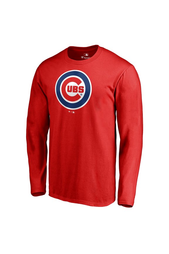 Men's Red Chicago Cubs Team Wordmark Long Sleeve T-Shirt