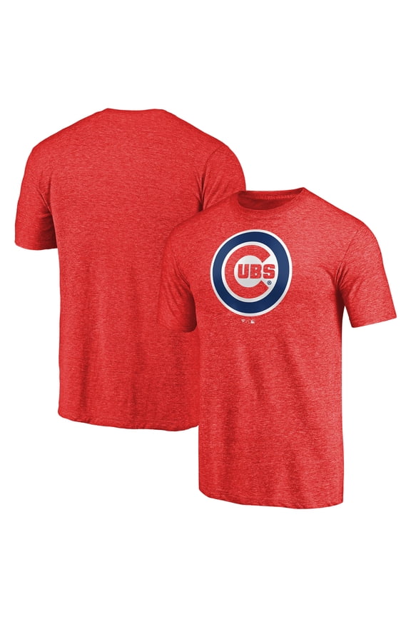 Men's Red Chicago Cubs Team Wordmark Tri-Blend T-Shirt