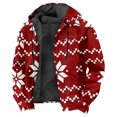 thumbnail image 1 of Men's Red Christmas Hooded Jacket Parkas Unisex Long Sleeve Zip Up Hoodie Women Outerwear Coat, 1 of 2