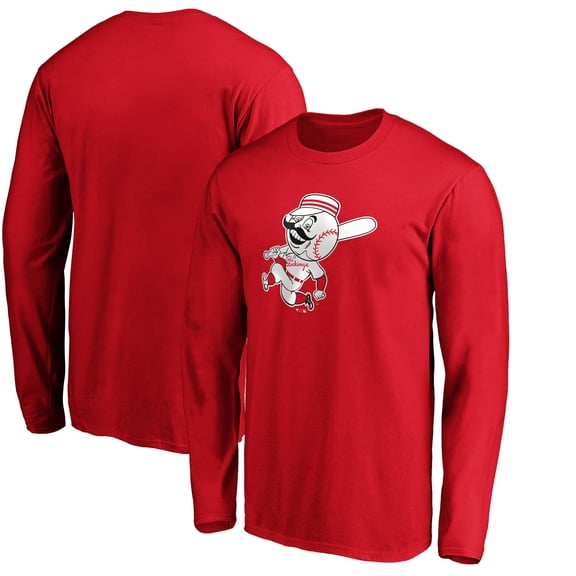 Men's Red Cincinnati Reds Cooperstown Collection Huntington Logo Long Sleeve T-Shirt