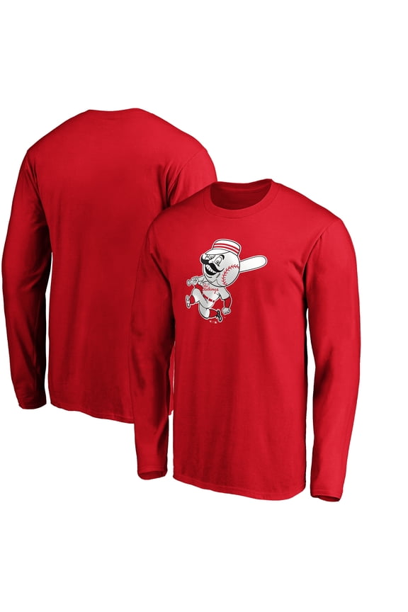 Men's Red Cincinnati Reds Cooperstown Collection Huntington Logo Long Sleeve T-Shirt