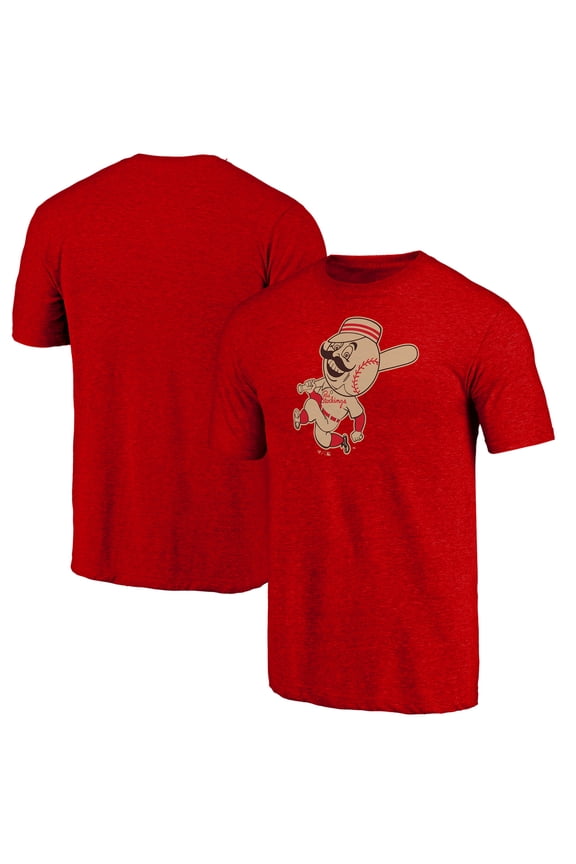 Men's Red Cincinnati Reds Cooperstown Official Logo Tri-Blend T-Shirt