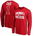 thumbnail image 1 of Men's Red Cincinnati Reds Father's Day #1 Dad Long Sleeve T-Shirt, 1 of 3