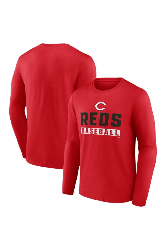 Men's Red Cincinnati Reds Let's Go Long Sleeve T-Shirt