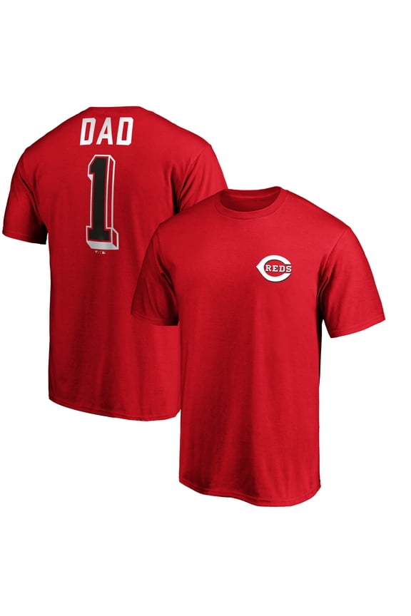 Men's Red Cincinnati Reds Number One Dad T-Shirt