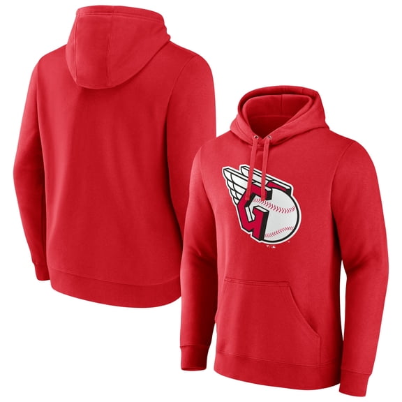 Men's Red Cleveland Guardians Official Logo Pullover Hoodie