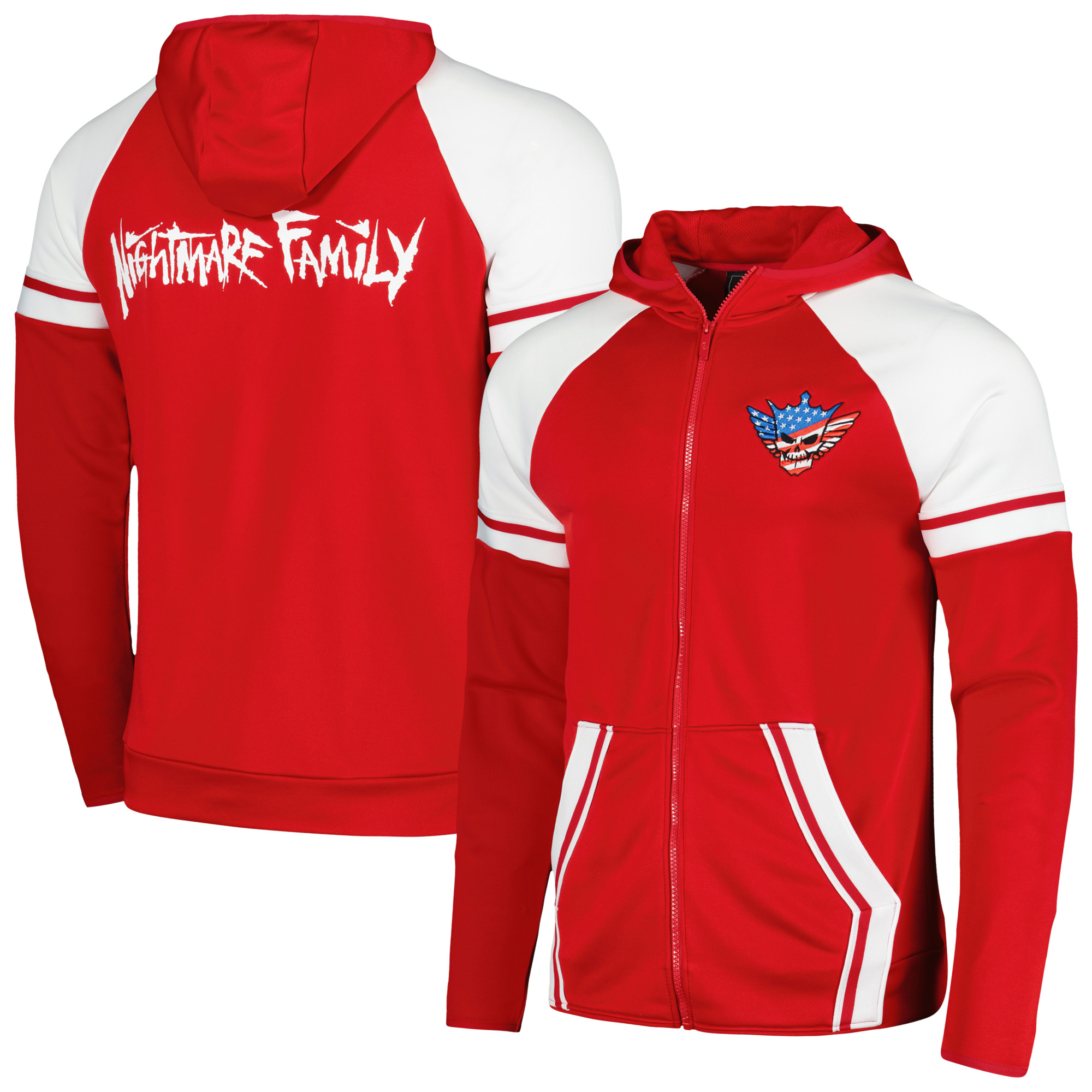 Men's Red Cody Rhodes Nightmare Family Raglan FullZip Hoodie