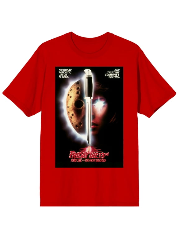 Men's Red Colored Graphic T-Shirt, Jason's Slasher Knife-XL