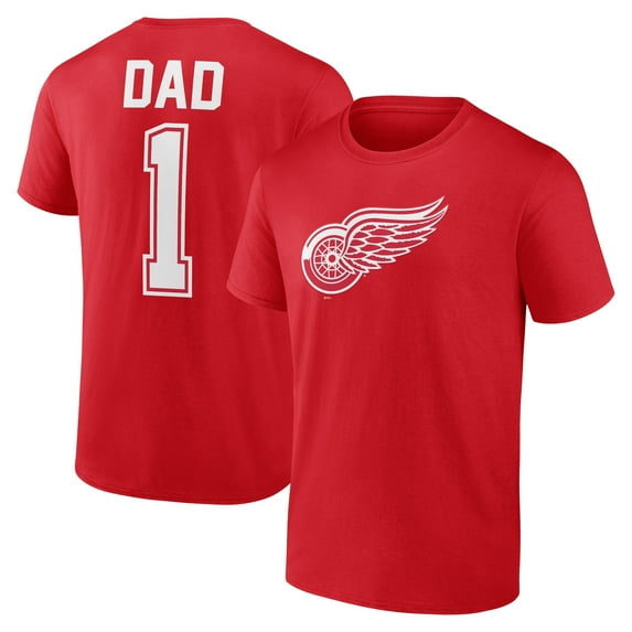 Men's Red Detroit Red Wings Father's Day #1 Dad T-Shirt