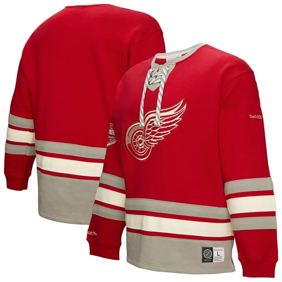 Men's Red Detroit Red Wings Heritage Lace-Up Pullover Sweatshirt