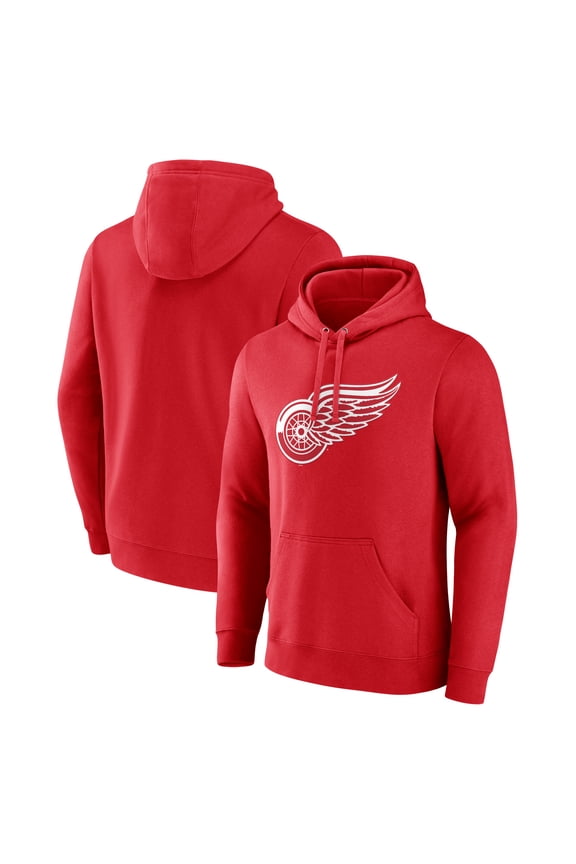 Men's Red Detroit Red Wings Primary Logo Pullover Hoodie