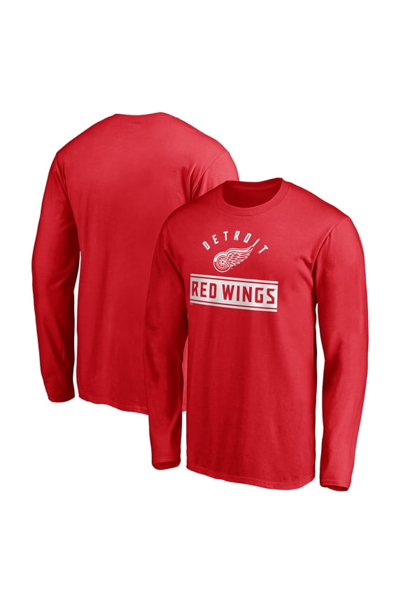 Men's Red Detroit Red Wings Team Arch Knockout Long Sleeve T-Shirt