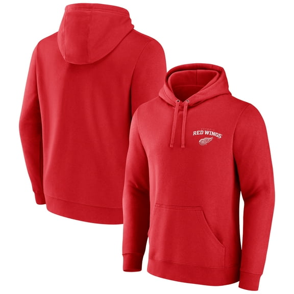 Men's  Red Detroit Red Wings Team Lockup Pullover Hoodie