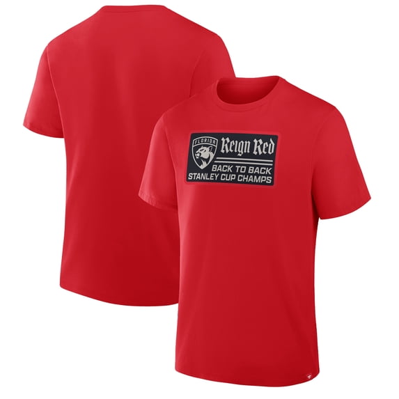 Men's Red Florida Panthers Back-To-Back Stanley Cup Champions Reign Red T-Shirt