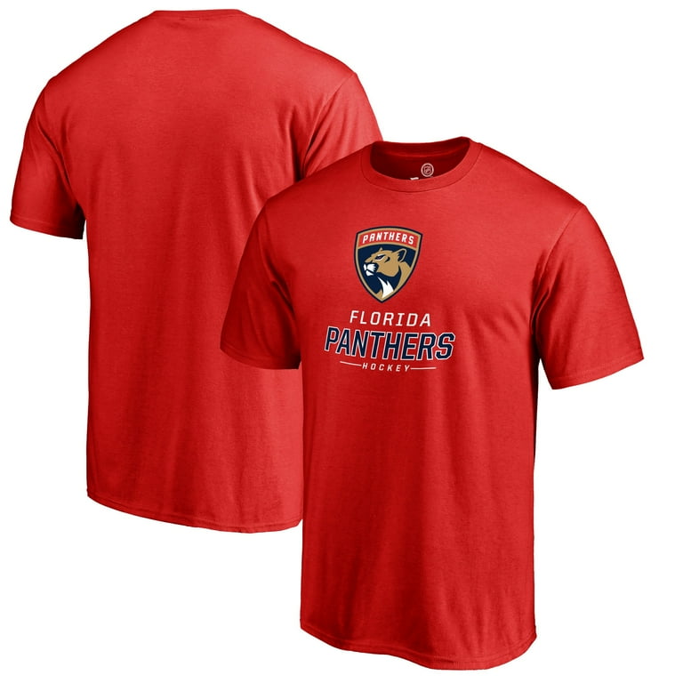 Men s Red Florida Panthers Team Lockup T Shirt Walmart