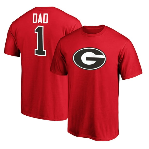 Men's Red Georgia Bulldogs #1 Dad T-Shirt