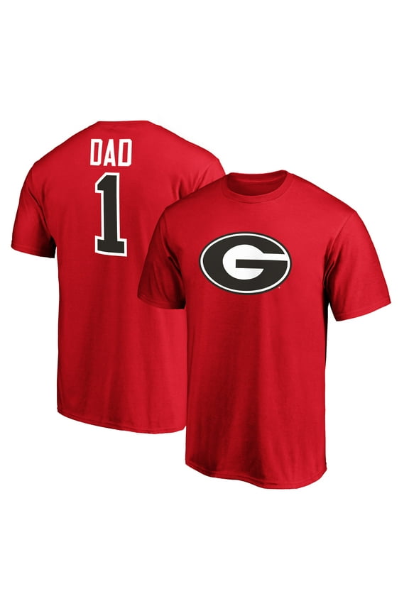 Men's Red Georgia Bulldogs #1 Dad T-Shirt