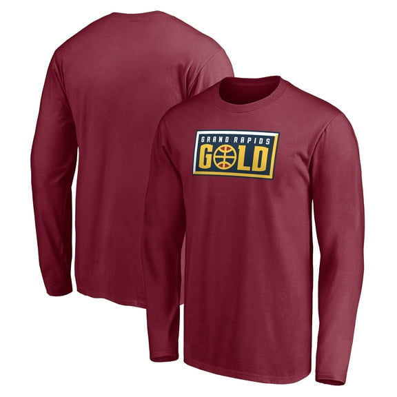 Men's Red Grand Rapids Gold Primary Logo Long Sleeve T-Shirt