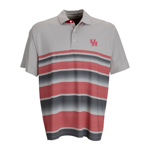 Men's Red/Gray Houston Cougars Pro Fade Stripe Polo