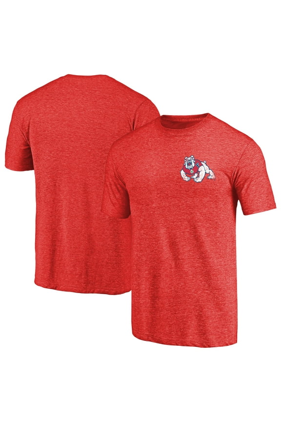 Men's Red Heather Fresno State Bulldogs Left Chest Distressed Logo Tri-Blend T-Shirt