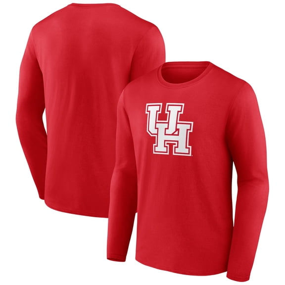 Men's Red Houston Cougars Logo Long Sleeve T-Shirt