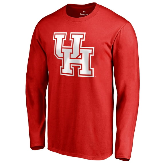 Men's Red Houston Cougars Primary Team Logo Long Sleeve T-Shirt