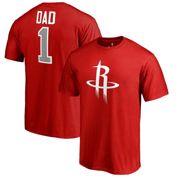 Men's Red Houston Rockets #1 Dad T-Shirt
