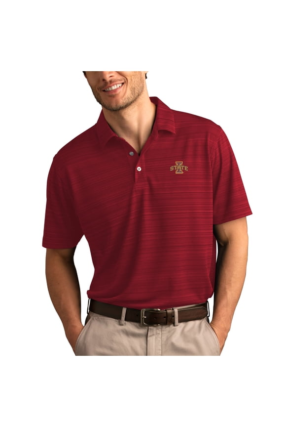 Men's Red Iowa State Cyclones Vansport Strata Textured Polo