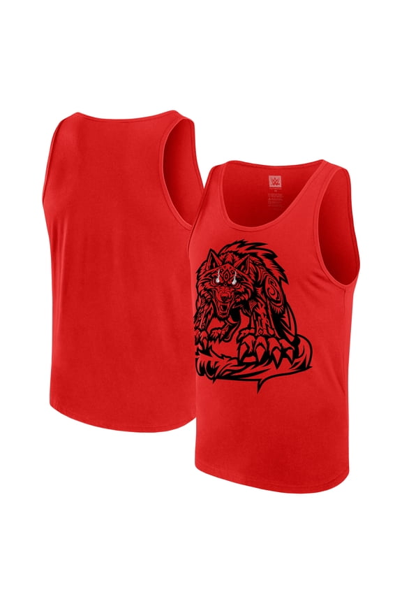 Men's Red Jacob Fatu Tribal Wolf Tank Top