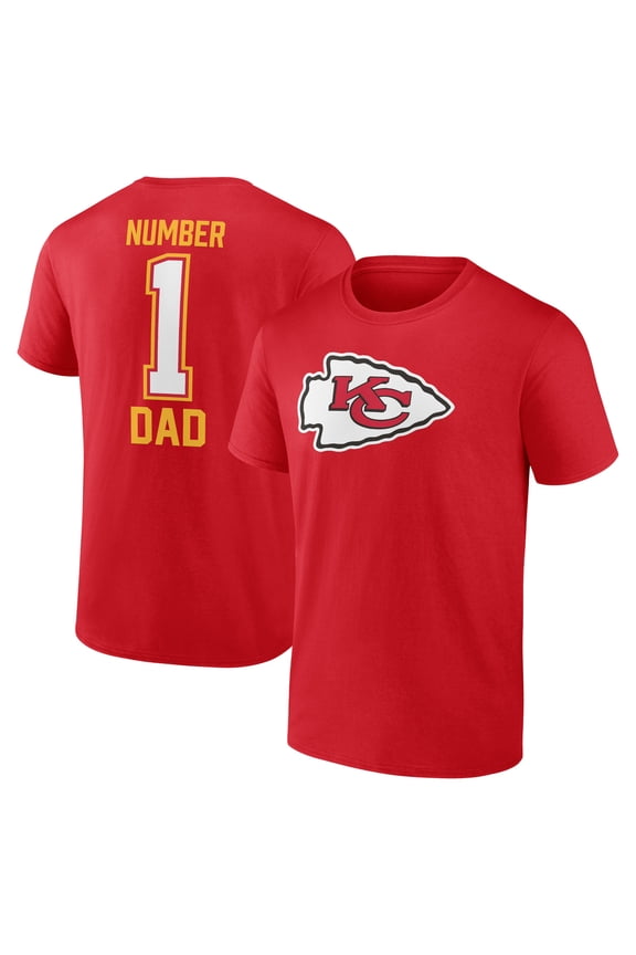 Men's Red Kansas City Chiefs Father's Day #1 Dad T-Shirt