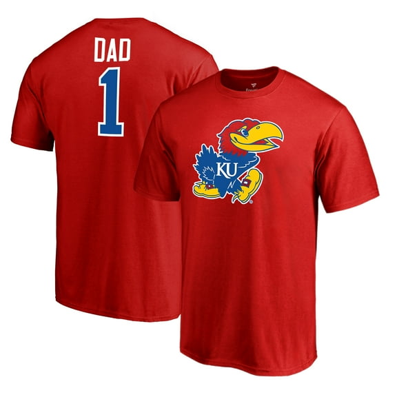 Men's Red Kansas Jayhawks #1 Dad T-Shirt