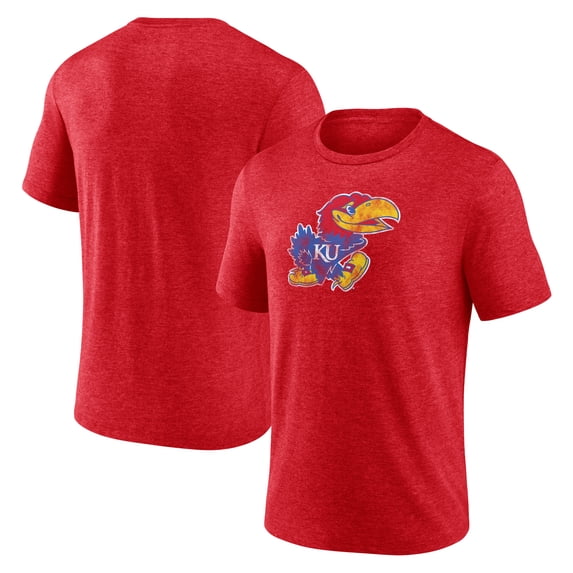 Men's Red Kansas Jayhawks Classic Primary Tri-Blend T-Shirt