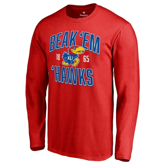 Men's Red Kansas Jayhawks Hometown Collection Beak 'Em Hawks Long Sleeve T-Shirt