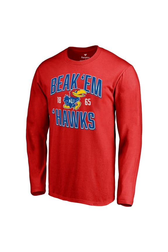 Men's Red Kansas Jayhawks Hometown Collection Beak 'Em Hawks Long Sleeve T-Shirt