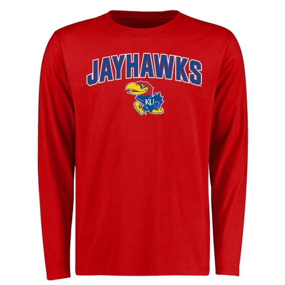 Men's Red Kansas Jayhawks Proud Mascot Long Sleeve T-Shirt